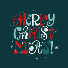 Merry Christmas greeting card simple fun design