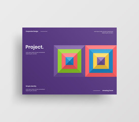 Creative business abstract horizontal front page vector mock up. Corporate geometric report cover illustration design layout. Company identity brochure template.