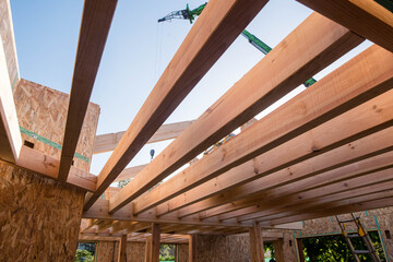 Fototapeta premium construction site of a wooden house