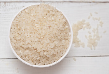 Rice on wooden