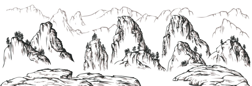Set of chinese mountains
