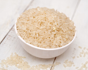 Rice on wooden