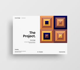 Creative business abstract horizontal front page vector mock up. Corporate geometric report cover illustration design layout. Company identity brochure template.
