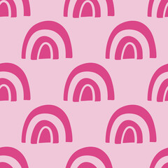 pink rainbow graphically, for textiles, fashion, wallpapers, wrapping paper, stationery, bedding, children's motifs, fabrics, home decoration