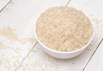Rice on wooden