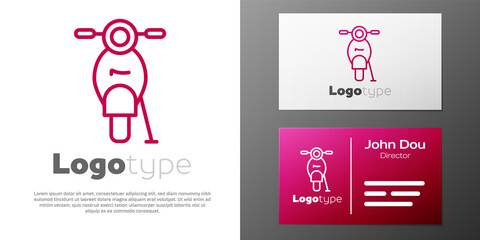 Logotype line Scooter icon isolated on white background. Logo design template element. Vector.