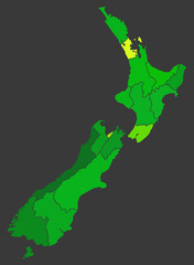 New Zealand population heat map as color density illustration