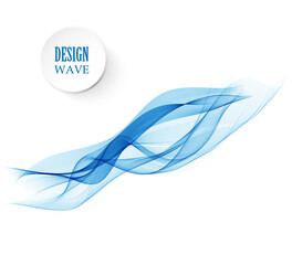 Abstract vector background, transparent waved lines for brochure, flyer design. Blue smoke wave.
