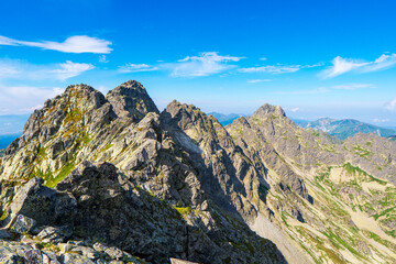 Mountain peaks in the Tatra Mountains in the summer