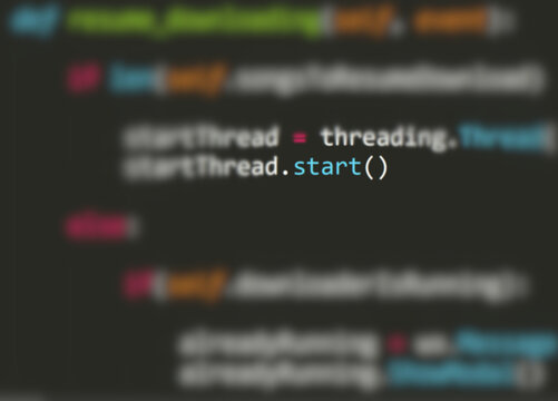 open source python software development code with a black background