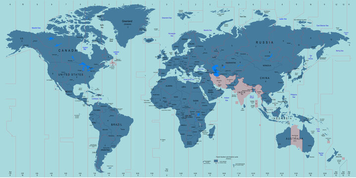Vector Timezone world map color illustration
