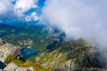 Trail in the Tatras Mountains, Eagles trail. the hardest trek in the tatras.Orla Perć