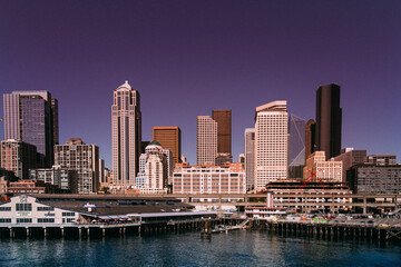 Fototapeta na wymiar View of downtown Seattle skyline in Seattle Washington, USA 