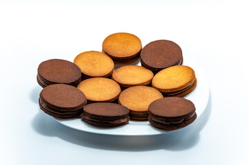 Cookies on a white background in the studio.
