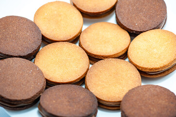 Cookies on a white background in the studio.