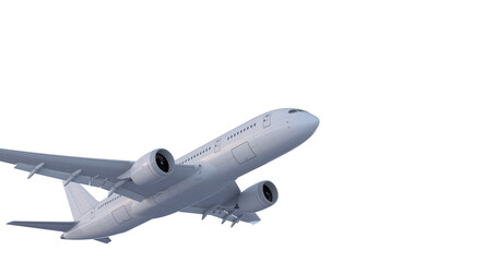 Commercial Jet Plane takes off isolate on white 3D render