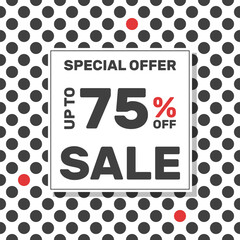 special offer up to 75% off sale, social media banner template
