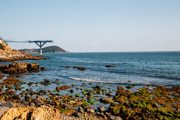 Cheongsapo Daritdol skywalk and blue sea in Busan, Korea
