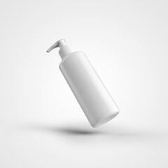 Mockup of a white jar with a dispenser, packaging with a pump for liquid, cream, isolated on background.