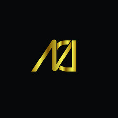 Creative Professional Trendy and Minimal Letter ND Logo Design in Black and Gold Color, Initial Based Alphabet Icon Logo in Editable Vector Format