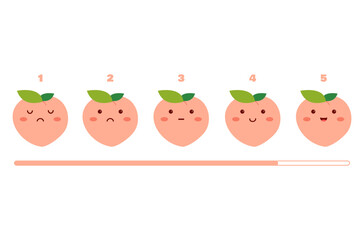 Peach character. Peach emoji. Peach emoticon. Cute style peach character. Illustration vector.