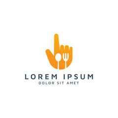 Obraz premium hand and food negative space logo design