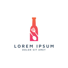 bar and food negative space logo design