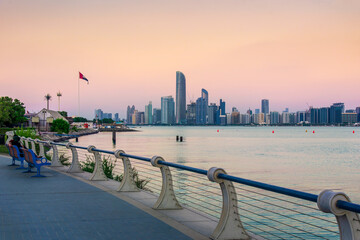 Abu Dhabi downtown waterfront skyline view