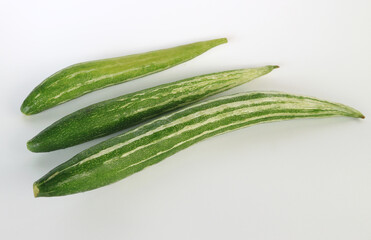 fresh bitter gourd, Bitter cucumber, on white background.