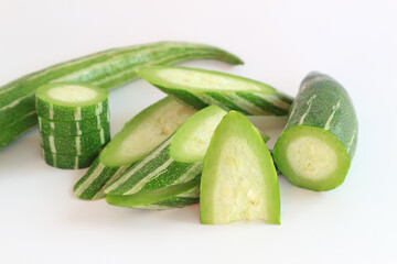 fresh bitter gourd, Bitter cucumber, on white background.