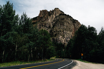 Scenic Million dollar high way. Countryside road, summer season in Colorado. Wilson Peak and the San Juan Mountains