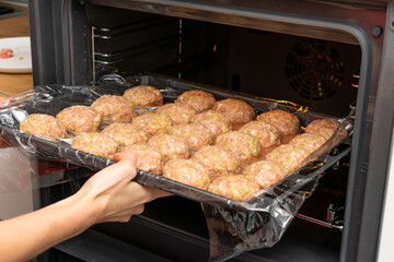 Tasty beef or pork Meat balls. Raw meat balls