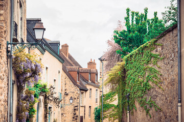 Antique building view in Old Town Le Mans, France