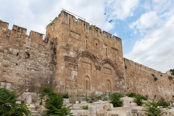 The mortgaged  gates - Golden Gate in the old city of Jerusalem in Israel