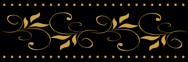 black background, with gold batik design