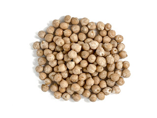 Raw chickpeas isolated on white background.Concept of healthy eating..Raw chickpeas texture.Healthy nutrition concept.