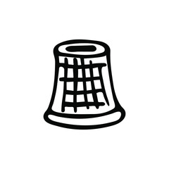 Hand-drawn vector sewing thimble isolated on white background.
Doodle vector illustration.