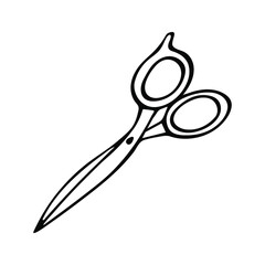 Hand drawn vector sewing scissors isolated on white background.
Doodle vector illustration.