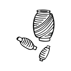 Hand-drawn vector skeins of thread isolated on white background.
Doodle vector illustration.