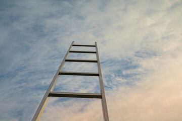 Staircase  against blue sky. Motivation business career growth concept