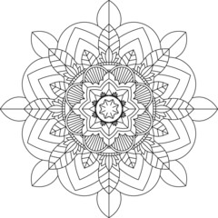 Easy Mandala coloring book simple and basic for beginners, seniors and children. Set of Mehndi flower pattern for Henna drawing and tattoo. Decoration in ethnic oriental, Indian style.