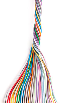 Multicolored electric cable isolated on white background