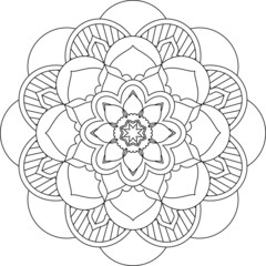Easy Mandala coloring book simple and basic for beginners, seniors and children. Set of Mehndi flower pattern for Henna drawing and tattoo. Decoration in ethnic oriental, Indian style.