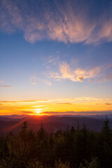 Beautiful spring sunset in Giant mountains, Czech Republic