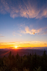 Fototapeta na wymiar Beautiful spring sunset in Giant mountains, Czech Republic