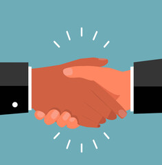 Two businessman shaking hand agreement business partners