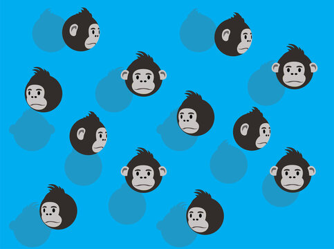 Animal Ball Head Animation Gorilla Cartoon Character Illustration Seamless Background