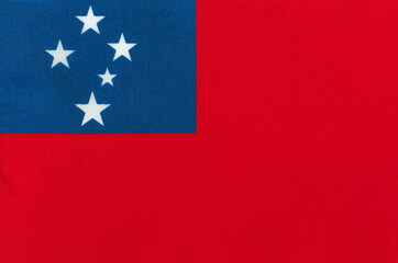 Samoan national flag on a fabric basis close-up