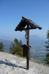 Summit cross of Grunstein mountain, Bavaria, Germany