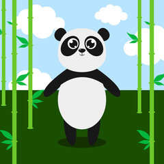 Happy panda. Vector cartoon illustration. Isolated on white.